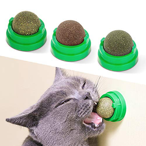 Catnip Edible Balls Cats Lick Toy 4-1 Natural Rotatable Licking Treats Toys for Cats Kitten Kitty Besimple Catnip Toy for Cats 